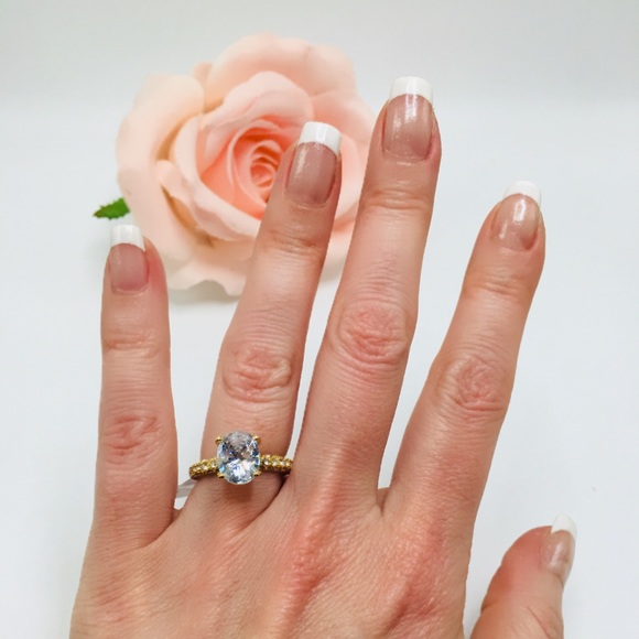 14k yellow gold engagement ring diamond oval 2 ct - Picture 7 of 8